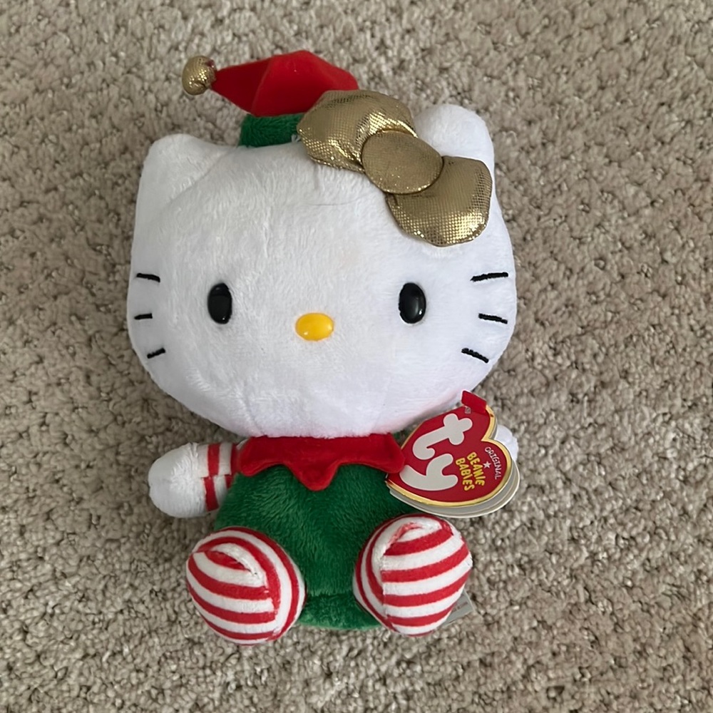 BNWT!! Sanrio Hello Kitty Christmas Elf 2012 Plush TY Beanie Babies
